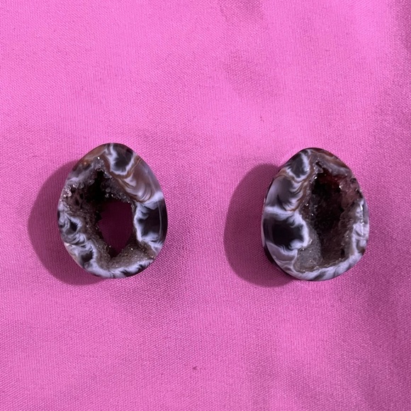 Alternative Earth Organics Druzy Teardrop Geode Plugs 19mm 3/4mm - Picture 4 of 11